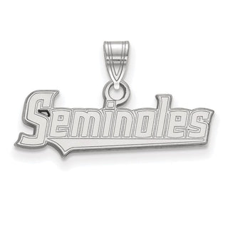 14k White Gold LogoArt Florida State University Seminoles Script Small Pendant