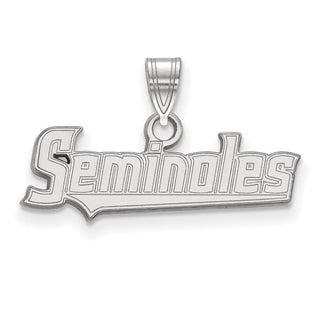 14k White Gold LogoArt Florida State University Seminoles Script Small Pendant
