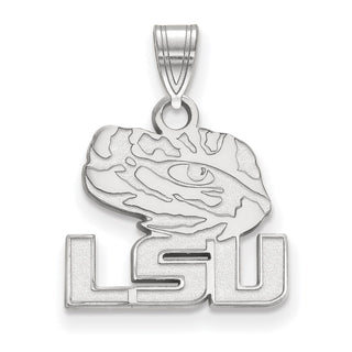 14k White Gold LogoArt Louisiana State University L-S-U Tiger Eye Small Pendant