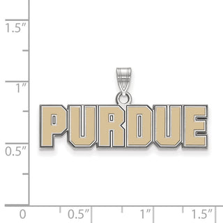 Sterling Silver Rhodium-plated LogoArt Purdue University Block Type Small Enameled Pendant
