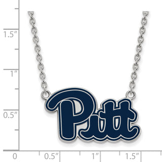 Sterling Silver Rhodium-plated LogoArt University of Pittsburgh Large Enameled Pendant 18 inch Necklace