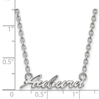 Sterling Silver Rhodium-plated LogoArt Auburn University Medium Script Pendant 18 inch Necklace