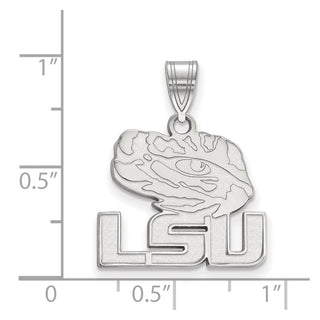 10k White Gold LogoArt Louisiana State University L-S-U Tiger Eye Medium Pendant