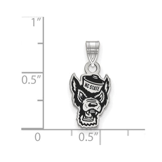 Sterling Silver Rhodium-plated LogoArt North Carolina State University Wolf Small Enameled Pendant