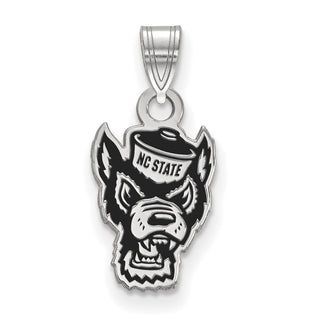 Sterling Silver Rhodium-plated LogoArt North Carolina State University Wolf Small Enameled Pendant