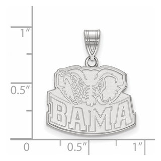 Sterling Silver Rhodium-plated LogoArt University of Alabama Elephant Medium Pendant