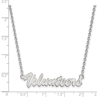 Sterling Silver Rhodium-plated LogoArt University of Tennessee Volunteers Script Medium Pendant 18 inch Necklace