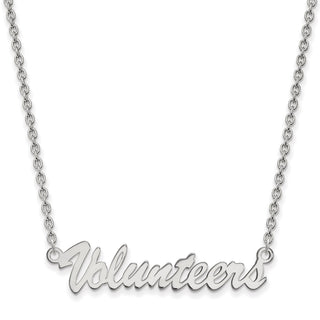 Sterling Silver Rhodium-plated LogoArt University of Tennessee Volunteers Script Medium Pendant 18 inch Necklace