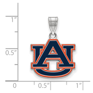 Sterling Silver Rhodium-plated LogoArt Auburn University A-U Medium Enameled Pendant