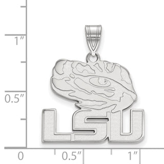 10k White Gold LogoArt Louisiana State University L-S-U Tiger Eye Large Pendant