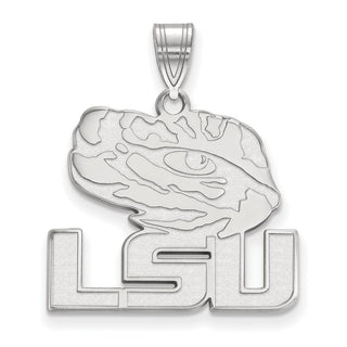 14k White Gold LogoArt Louisiana State University L-S-U Tiger Eye Large Pendant