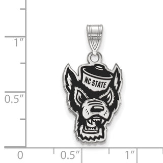 Sterling Silver Rhodium-plated LogoArt North Carolina State University Wolf Large Enameled Pendant