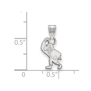 Sterling Silver Rhodium-plated LogoArt University of Iowa Hawk Mascot Small Pendant