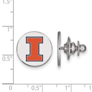 Sterling Silver Rhodium-plated LogoArt University of Illinois Letter I Enameled Lapel Pin