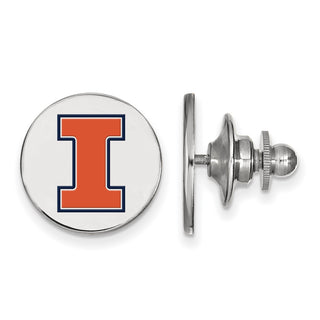 Sterling Silver Rhodium-plated LogoArt University of Illinois Letter I Enameled Lapel Pin
