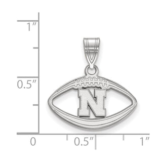 Sterling Silver Rhodium-plated LogoArt University of Nebraska Letter N Football Pendant SS076UNE