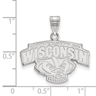 14k White Gold LogoArt University of Wisconsin Medium Pendant