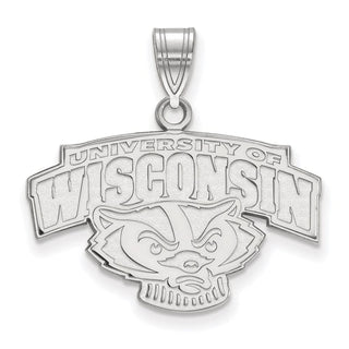 14k White Gold LogoArt University of Wisconsin Medium Pendant