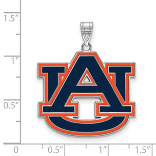 Sterling Silver Rhodium-plated LogoArt Auburn University A-U Extra Large Enameled Pendant