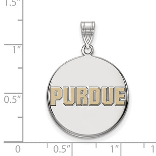 Sterling Silver Rhodium-plated LogoArt Purdue University Block Type Large Enameled Disc Pendant