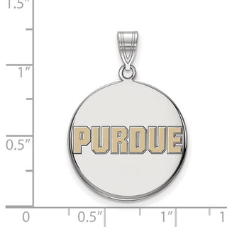 Sterling Silver Rhodium-plated LogoArt Purdue University Block Type Large Enameled Disc Pendant