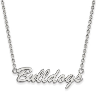 Sterling Silver Rhodium-plated LogoArt University of Georgia Bulldogs Script Pendant 18 inch Necklace