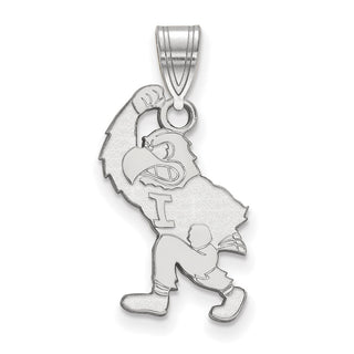 Sterling Silver Rhodium-plated LogoArt University of Iowa Hawk Mascot Large Pendant