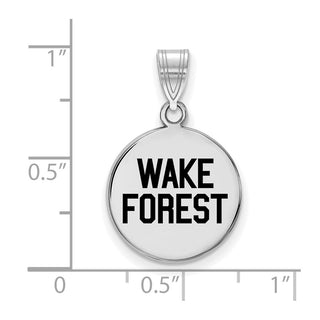 Sterling Silver Rhodium-plated LogoArt Wake Forest University W-F Deacon Medium Enameled Disc Pendant