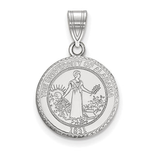 Sterling Silver Rhodium-plated LogoArt University of Alabama Medium Crest Pendant