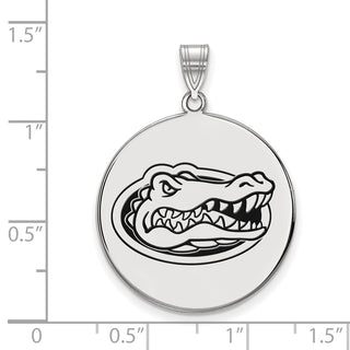 Sterling Silver Rhodium-plated LogoArt University of Florida Gator Extra Large Enameled Disc Pendant