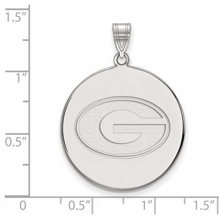 10k White Gold LogoArt University of Georgia Letter G Extra Large Disc Pendant