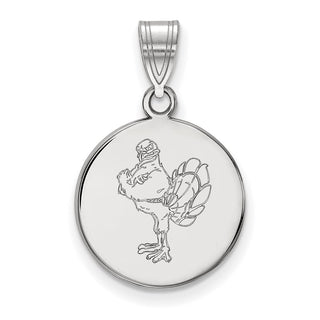Sterling Silver Rhodium-plated LogoArt Virginia Tech HokieBird Medium Disc Pendant