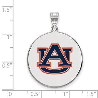 Sterling Silver Rhodium-plated LogoArt Auburn University Extra Large Enameled Disc Pendant