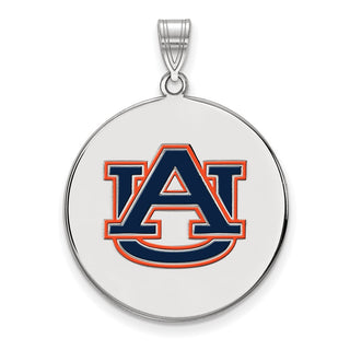Sterling Silver Rhodium-plated LogoArt Auburn University Extra Large Enameled Disc Pendant