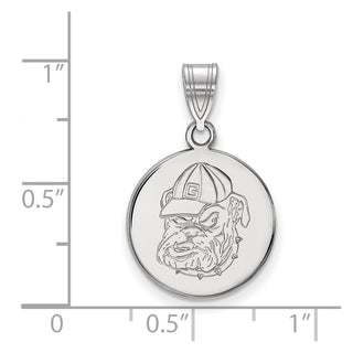 Sterling Silver Rhodium-plated LogoArt University of Georgia Bulldog Medium Disc Pendant
