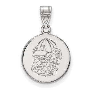 14k White Gold LogoArt University of Georgia Bulldog Medium Disc Pendant