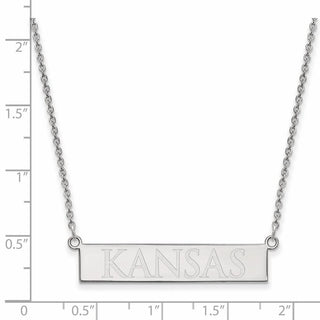 Sterling Silver Rhodium-plated LogoArt The University of Kansas Small Bar 18 inch Necklace