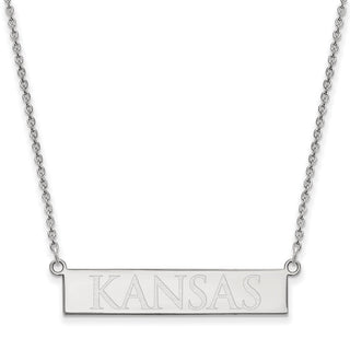 Sterling Silver Rhodium-plated LogoArt The University of Kansas Small Bar 18 inch Necklace