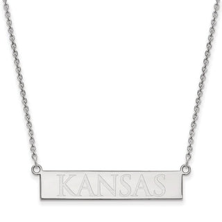 Sterling Silver Rhodium-plated LogoArt The University of Kansas Small Bar 18 inch Necklace