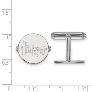 Sterling Silver Rhodium-plated LogoArt University of Nebraska Huskers Cuff Links