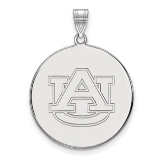 Sterling Silver Rhodium-plated LogoArt Auburn University Extra Large Disc Pendant