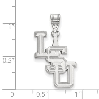 10k White Gold LogoArt Louisiana State University L-S-U Large Pendant