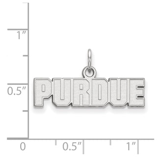 Sterling Silver Rhodium-plated LogoArt Purdue University Block Type Extra Small Pendant