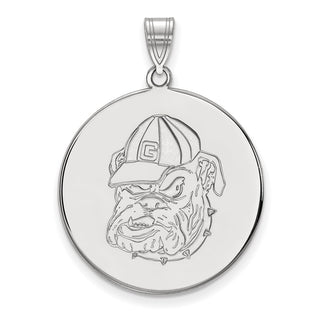 10k White Gold LogoArt University of Georgia Bulldog Extra Large Disc Pendant