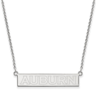 Sterling Silver Rhodium-plated LogoArt Auburn University Small Bar 18 inch Necklace