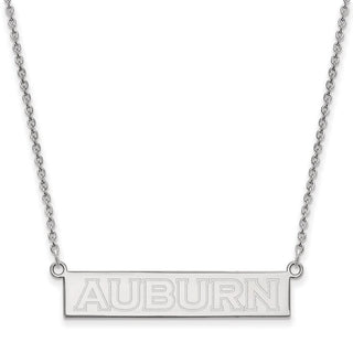 Sterling Silver Rhodium-plated LogoArt Auburn University Small Bar 18 inch Necklace