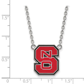 Sterling Silver Rhodium-plated LogoArt North Carolina State University N-C-S Large Enameled Pendant 18 inch Necklace