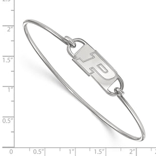 Sterling Silver Rhodium-plated LogoArt Purdue University Letter P Small Center 7 inch Wire Bangle Bracelet