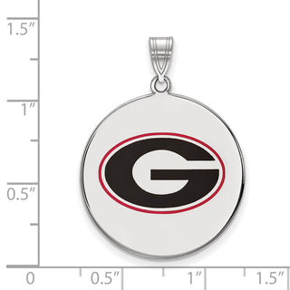 Sterling Silver Rhodium-plated LogoArt University of Georgia Letter G Extra Large Enameled Disc Pendant