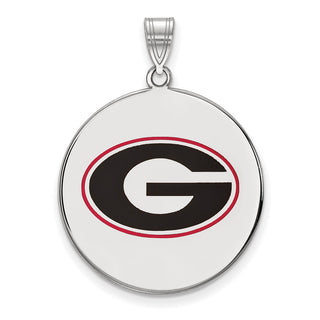 Sterling Silver Rhodium-plated LogoArt University of Georgia Letter G Extra Large Enameled Disc Pendant